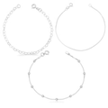 Imagem da oferta Kit 3 Pulseiras Prata 925 Bolinha Coração e Veneziana