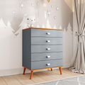 Imagem da oferta Cômoda Infantil Bartira Ternura com 5 Gavetas - 708cm de largura - Azul Wood