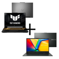 Imagem da oferta Notebook ASUS TUF Gaming F15 FX507VV-HQ333W Mecha Gray + Notebook ASUS Vivobook Go 15 E1504FA-NJ1289 Mixed Black