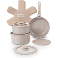 Imagem da oferta Brinox - Jogo de Panelas Antiaderente Ceramic Life 10 Peças Cabo Removível Fit - Areia