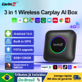Imagem da oferta Carlinkit android auto sem fio carplay android 13 ai caixa qcm6225 8 núcleos tela dividida 128g caixa de tv inteligente