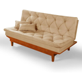 Imagem da oferta Sofa Cama Caribe 3 Lugares Reclinavel Base Em Madeira Tecido Suede Cor:Bege