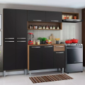 Imagem da oferta Armário de Cozinha Modulada Compacta Completa Madesa Emilly Top Com Armário E Balcão Cor Rustic/Preto G200707K