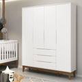 Imagem da oferta Guarda Roupa Infantil Classic Elfe Branco Acetinado Amadeirado