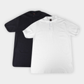 Imagem da oferta Kit 2 Camisas Polo Básicos Lisa Masculina - Preto+Branco