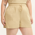 Imagem da oferta Short Comfy em Sarja Leve com Elástico no Cós Curve & Plus Size Bege