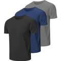 Imagem da oferta Kit 3 Camisetas Masculinas Poliéster Básicas Dry fit (BR Alfa G Regular Preto/Azul/Cinza)
