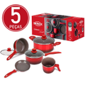 Imagem da oferta Jogo de Panelas Brinox Life Smart Easy Cerâmica 5 Peças - Vermelho
