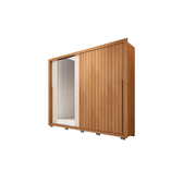 Imagem da oferta Guarda-Roupa Casal 2 Portas Correr 6 Gavetas Espelho Movimente Lux Caemmun - FreijoOff White