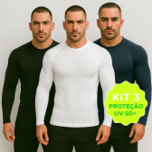 Imagem da oferta Kit 3 Camisa Térmica Masculina Segunda Pele Blusa Uv50+