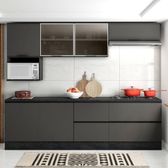 Imagem da oferta Cozinha Modulada Completa 7 Peças 7 Portas 4 Gavetas com Balcão para Cooktop Etina Poliman Móveis Grafite - Cinza