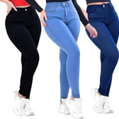 Imagem da oferta Kit 3 Calça Jeans Feminina Siknny Cintura Alta
