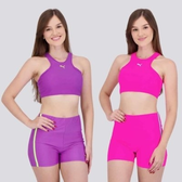 Imagem da oferta Kit 2 Tops Puma Gym To Swin Feminino Roxo e Rosa - TAM P E GG