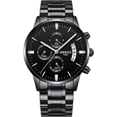 Imagem da oferta Relógio Nibosi Masculino 2309 Preto Aço Inoxidável Cronógrafo Ponteiros Pequenos Funcionais Estojo Original Garantia