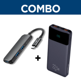 Imagem da oferta COMBO - Adaptador Hub USB HUB41C 3 entradas USB-A e 1 Tipo-C + PowerBank 10200mAh com display preto - ELG