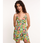 Imagem da oferta Macacão Curto em Viscose com Torcidinho no Busto Estampa Folhagens Tam PP