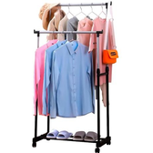 Imagem da oferta Arara Dupla De Roupas Altura Regulável Sapateira E Rodinhas