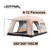 Imagem da oferta Barraca Camping Acampamento 8-12 Pessoas Grande Família Joyfox 380*260*195cm Bege