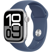 Imagem da oferta Apple Watch Series 10 GPS Caixa prateada de alumínio 42 mm Pulseira esportiva denim M/G