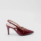 Imagem da oferta Scarpin Slingback Gabriela Salto Alto Tiras Slim Vinho