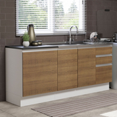 Imagem da oferta Kit com 2 Balcões de Cozinha Madesa Acordes 100% MDF (Sem Tampo e Pia) Branco/Rustic