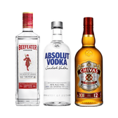 Imagem da oferta Kit Gin Beefeater London Dry 750ml + Vodka Absolut Regular 750ml + Whisky Chivas Regal 12 anos 750ml