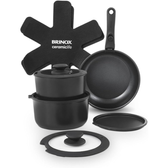 Imagem da oferta Brinox - Jogo de Panelas Antiaderente Ceramic Life 10 Peças Cabo Removível Fit - Preto