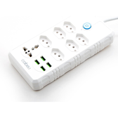 Imagem da oferta Filtro de Linha Coibeu 6 Tomadas 4 USB 1 Tomada Universal 2500w Cabo 2M - WKC-614