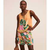 Imagem da oferta Short Curto em Twill com Estampa de Folhagens