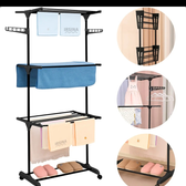 Imagem da oferta Varal Dobrável De Chão 3 Andares De Roupas Grande Com Rodinha Aba Lateral Retrátil Para Cabide Lavanderia Apartamento