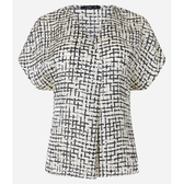 Imagem da oferta Blusa Acetinada com Decote V e Estampa Xadrez Grid