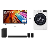 Imagem da oferta Combo LG Smart TV UHD 4K UT80 75" + Soundbar S60TR + Lava e Seca LG VC5 12kg Branca 220V | LG BR