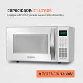 Imagem da oferta Micro-ondas Mondial Mo-01-21-w Com Função Tira Odor E Manter Aquecido 21l