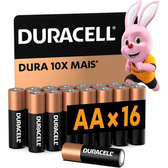 Imagem da oferta Duracell Pilha Alcalina AA Pequena Com 16 Unidades Dura até 10x Mais Ideal para Controle Xbox Brinquedos e L