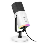 Imagem da oferta Microfone Dinâmico Gamer Fifine Ampligame RGB Cardióide USB-C Anti-Ruído Para Streaming Branco - AM8W