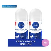 Imagem da oferta Kit Desodorante Antitranspirante Roll On Nivea Protect & Care 2 Unidades de 50ml