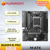 Imagem da oferta Huananzhi b650m b pro amd am5 placa-mãe suporte ryzen r5 r7 7000 8000 9000 série m.2 nvme wifi duplo canal ddr5 expo r