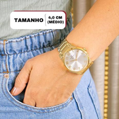 Imagem da oferta Relógio Feminino Champion Dourado Prova D Agua CN27652W Original Colar e Brincos