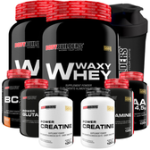 Imagem da oferta Kit 2x Waxy Whey 900g + 2x BCAA + 2x Creatina 100g + 2x Glutamina 100g + Coqueteleira - Bodybuilders