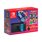 Imagem da oferta Nintendo Console + Jogo Switch Azul e Vermelho Jogo Digital Mario Kart 8 Deluxe 3 Meses de Assinatura Nintendo Switch On