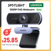 Imagem da oferta UGREEN-Mini Webcam USB para Computador Portátil Câmera Web Microfones Duplos HD 1080P Zoom Chamadas de Vídeo 2K Adequ