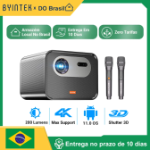 Imagem da oferta BYINTEK R90 Max Full HD 1080P Projetor DLP 2200 ANSI Lumens Android TV 11.0 3D 4K Projetor de home theater inteligente c