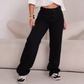 Imagem da oferta Calça Jeans Feminina Wide Leg Pantalona Cintura Alta Inverno