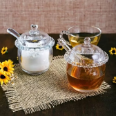 Imagem da oferta Açucareiro OU Meleira Cristal c/ Colher Borda Coração Transparente 9,5x12cm Lyor