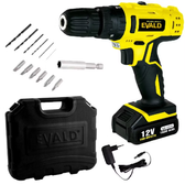 Imagem da oferta Parafusadeira Furadeira Bateria 12V com Impacto Bivolt PFE-012EVI Maleta e Kit EVALD