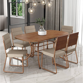 Imagem da oferta Conjunto Sala de Jantar Mesa e 6 Cadeiras Fênix Carraro (Rosê)