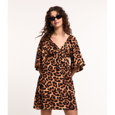 Imagem da oferta Vestido Curto em Viscose Animal Print e Manga Ampla