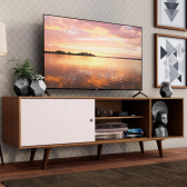 Imagem da oferta Rack Madesa Dubai Para Tv Quarto Até 65 Polegadas Com Pés Rbr Cor Rustic/Branco/Rustic 60246E5ZPP