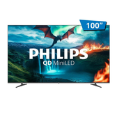 Imagem da oferta Smart TV QD-MiniLED 100" Ultra HD 4K Philips 100MLED800 com Google TV Wi-Fi Entradas HDMI e USB
