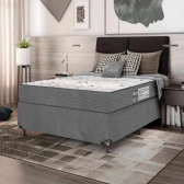 Imagem da oferta Cama Box Casal + Colchão D33 One Face - Suede Cinza